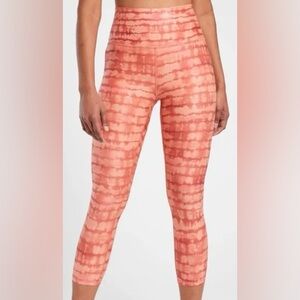 NWOT Athleta-Elation Printed Capri Leggings Orange Tie Dye Stripe Sz XXS